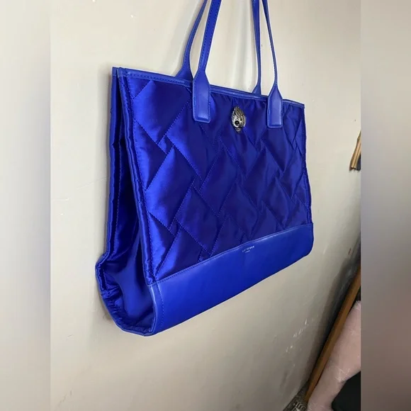 Kurt Geiger London Recycled Square Shopper Tote Blue Quilted Nylon Large Eagle - Picture 4 of 13